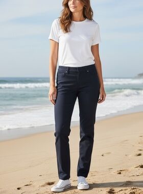 Alfani - NWOT Ladies Navy Blue Pants, 4- Pockets Still Unopened, Elastic Waist